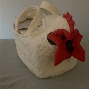 Charming Cream and Red Rooster Basket